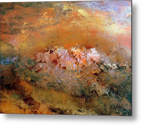 Abstract Metal Print featuring the painting Desert Mountains by Gerry Smith