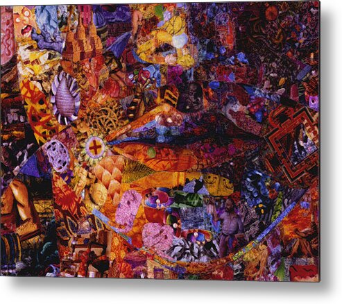  Metal Print featuring the painting Detail of a Face Collage by Steve Fields