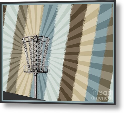 Disc Golf Metal Print featuring the digital art Disc Golf Basket Graphic by Phil Perkins