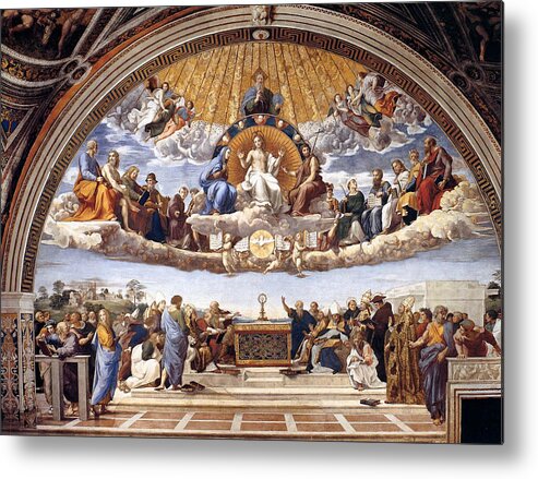 Vatican Metal Print featuring the painting Disputation of the Eucharist by Raphael