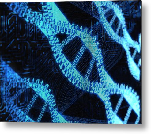 Biotechnology Metal Print featuring the photograph DNA binary by Alengo