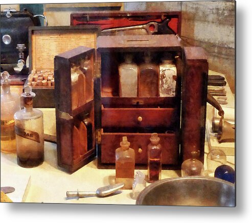 Druggist Metal Print featuring the photograph Doctor - Case With Medicine Bottles by Susan Savad