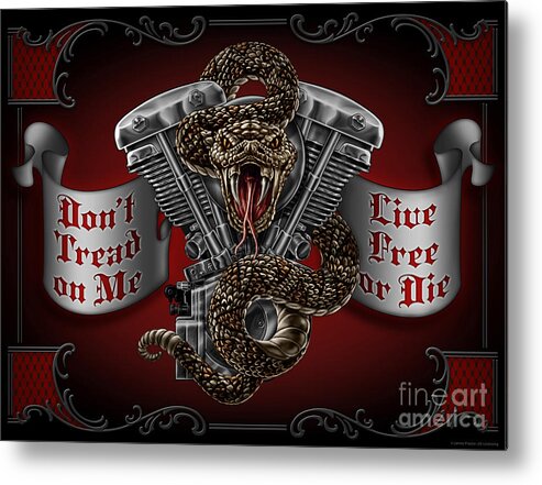 Motorcycle Metal Print featuring the painting Don't Tread on Me by JQ Licensing