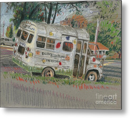 Transportation Metal Print featuring the pastel DoodleBugs Bus by Donald Maier