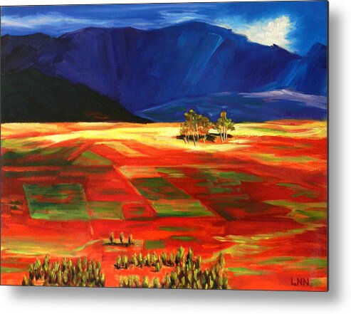 Landscape Metal Print featuring the painting Early Morning Light, Peru Impression by Ningning Li