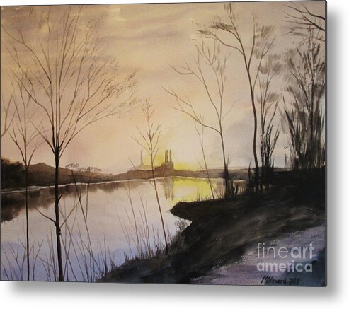 Early Winter Riverside Metal Print featuring the painting Early Winter Riverside by Martin Howard