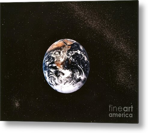 No People; Vertical; Outdoors; Science; Discovery; Apollo 11; Planet Earth; Space Exploration; Space Metal Print featuring the photograph Earth Seen From Apollo 17 Africa And Antarctica Visible by Anonymous