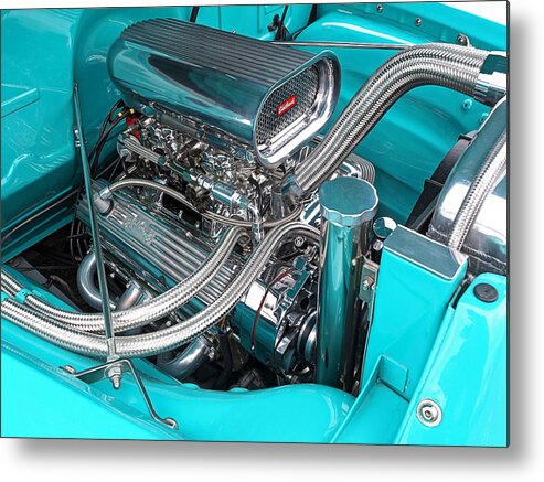 Hot Rod Metal Print featuring the photograph Edelbrock in a Chevy 3100 Hotrod by Gill Billington