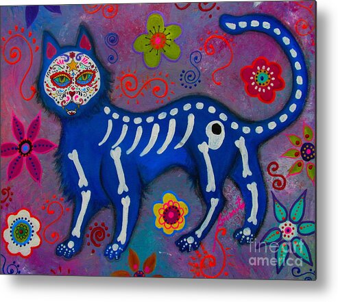 Cat Metal Print featuring the painting El Gato Azul by Pristine Cartera Turkus