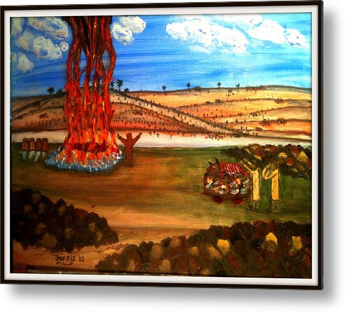 Elijah Metal Print featuring the painting Elijah Calls Down Fire From Heaven by Larry Farris