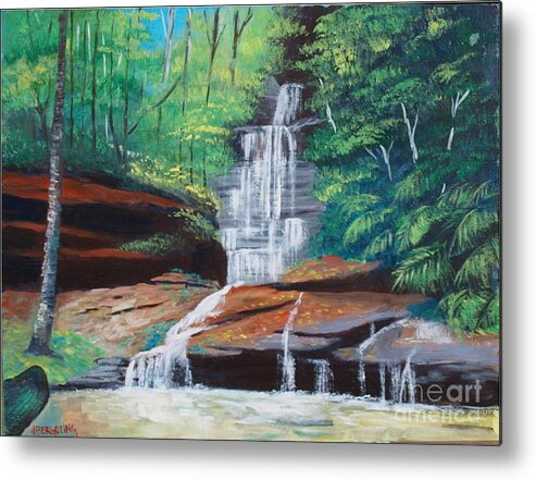 Water Falls Metal Print featuring the painting Empress falls Australia by Jean Pierre Bergoeing