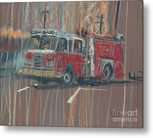Fire Metal Print featuring the painting Engine 56 by Donald Maier
