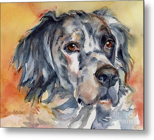 English Setter Metal Print featuring the painting English Setter Portrait by Maria Reichert