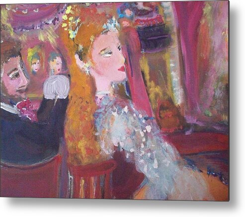 Theatre Metal Print featuring the painting Evening at the theatre by Judith Desrosiers