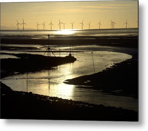 Wind Metal Print featuring the photograph Evening Low Tide 2 by Steve Kearns