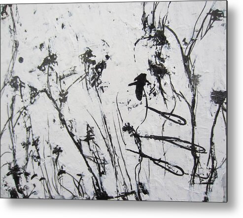Black And White Metal Print featuring the painting Excerpt 1 from Black and White 3 by Francine Ethier