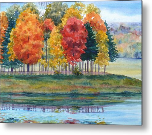 Autumn Print Metal Print featuring the painting Fall Reflections by Janet Zeh
