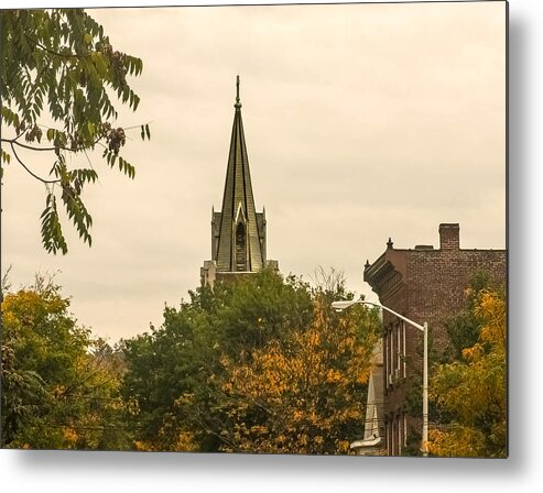 Steeple Metal Print featuring the photograph Fall steeple by Kathleen McGinley