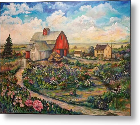 Landscapes Metal Print featuring the painting Farm Woman by Kendra Sorum