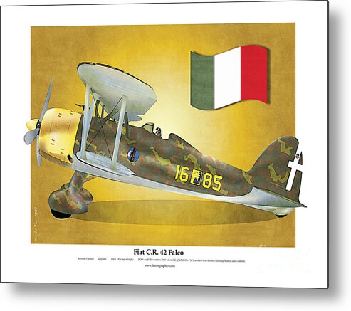 Fiat Metal Print featuring the digital art Fiat falco C.R.42 by Kenneth De Tore