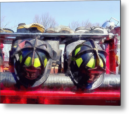 Fireman Metal Print featuring the photograph Fire Helmet and Boots by Susan Savad