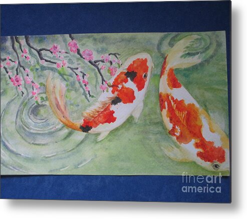 Koi Metal Print featuring the painting First Spring Days by Lynn Maverick Denzer