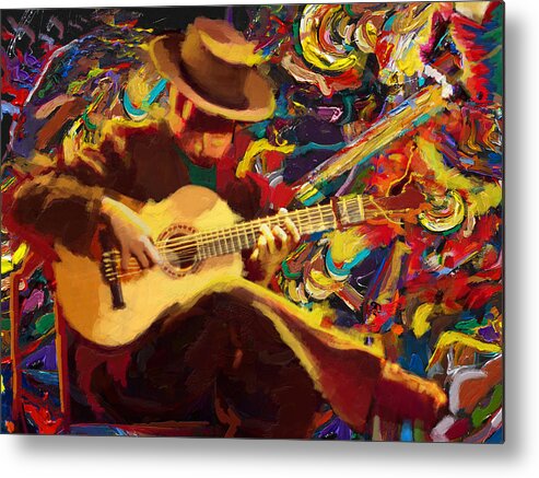 Corporate Art Task Force Metal Print featuring the painting Flamenco Guitarist by Corporate Art Task Force
