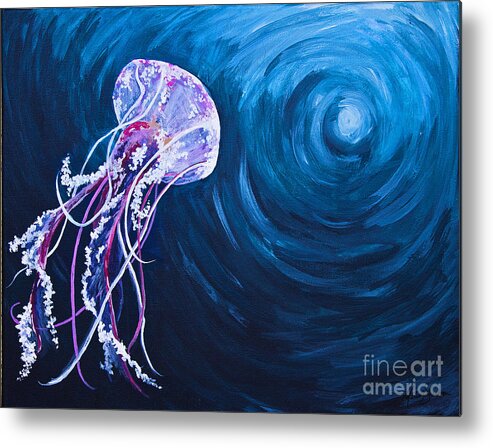 Jelly Fish Metal Print featuring the painting Floating by Melissa Fae Sherbon