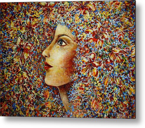 Flower Goddess Metal Print featuring the painting Flower Goddess. by Natalie Holland