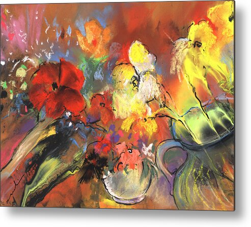 Flowers Metal Print featuring the painting Flowers of Joy by Miki De Goodaboom