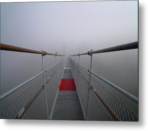 Suspension Bridge Metal Print featuring the photograph Fog Bridge by Bruno Hotz Uster Schweiz