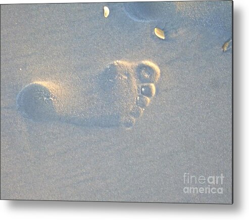 Foot Print In The Sand Photography Metal Print featuring the photograph Foot Print In The Sand by Jocelyn Stephenson