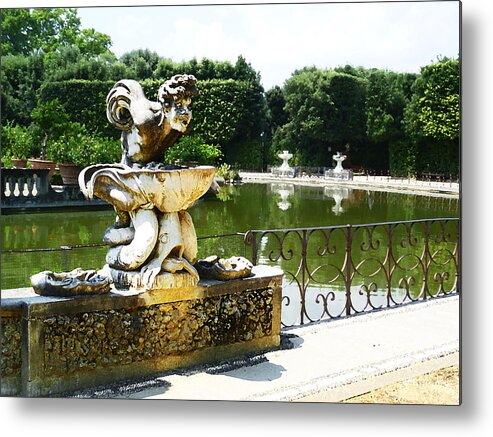 Fountain Metal Print featuring the photograph Fountain in Boboli Gardens Florence Italy by Irina Sztukowski