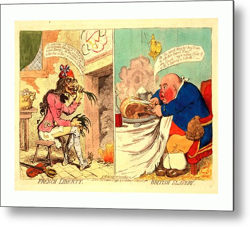 French Metal Print featuring the drawing French Liberty British Slavery, Gillray by English School
