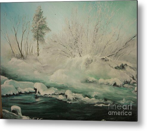 Winter Metal Print featuring the painting Frost by Sorin Apostolescu