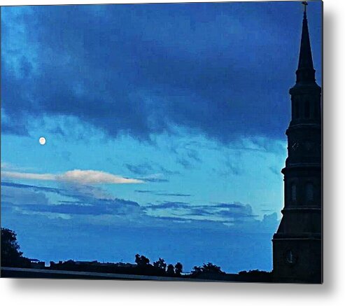 Moon Metal Print featuring the photograph Full Moon in the Holy City Optimized by Joetta Beauford