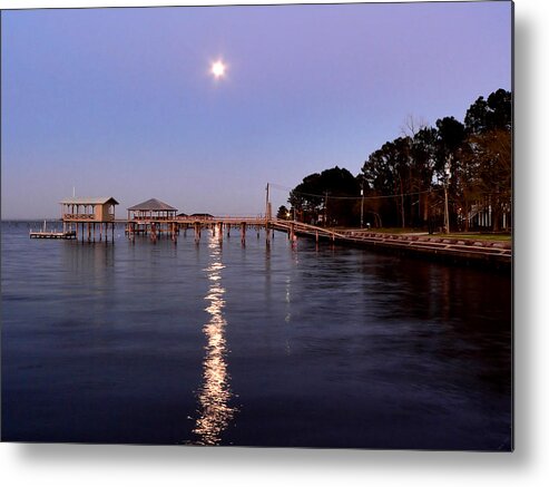 Full Moon On The Bay Metal Print featuring the photograph Full Moon On The Bay by Kathy K McClellan