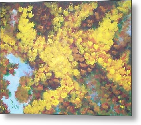 Yellow Metal Print featuring the painting Fun by Ray Nutaitis