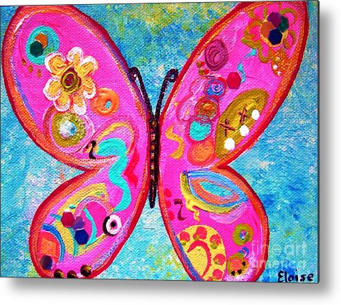 Funky Metal Print featuring the painting Funky Butterfly by Eloise Schneider Mote