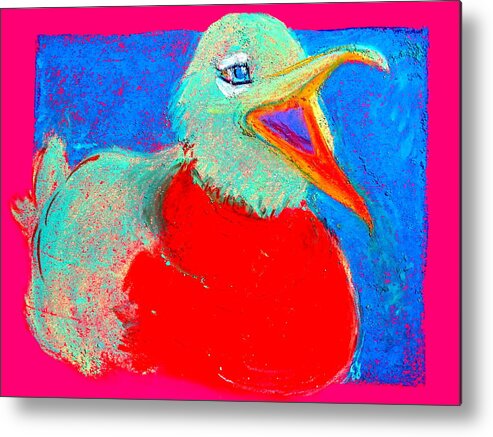 Laughing Gull Metal Print featuring the painting Funky Laughing Gull Bird Art Prints by Sue Jacobi