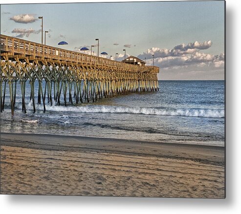 Garden City Pier Metal Print featuring the photograph Garden City Pier at Sunset by Sandra Anderson