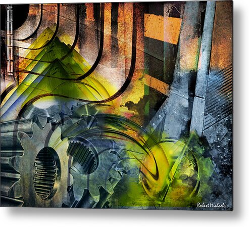 Abstract Metal Print featuring the photograph Gears and Sphere by Robert Michaels