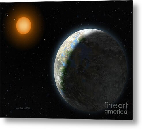 Lynette Cook Metal Print featuring the painting Gliese 581 g by Lynette Cook