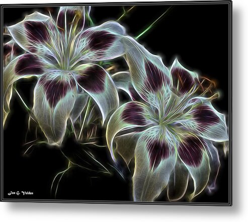 Flowers Metal Print featuring the painting Glowing Flowers by Jon Volden