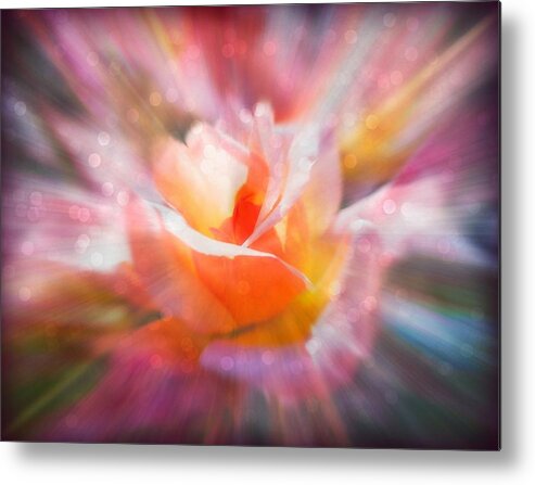 Rose Metal Print featuring the digital art Glowing Rose fantasy 1 by Lilia S