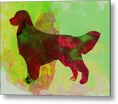 Golden Retriever Metal Print featuring the painting Golden Retriever Watercolor by Naxart Studio