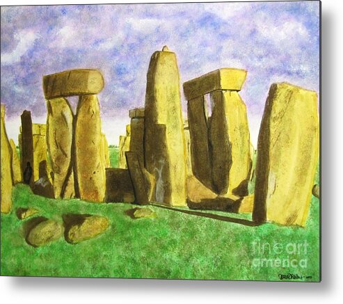 Stonehenge Metal Print featuring the painting Golden Stonehenge by Denise Railey