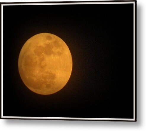 Moon Metal Print featuring the photograph Golden Super Moon by Kathy Barney