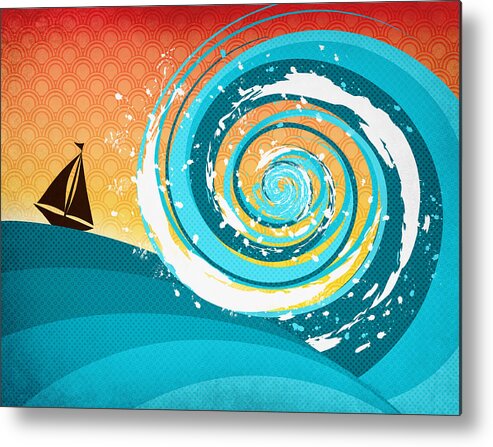 Wave Metal Print featuring the digital art Gonna Need A Bigger Boat by Shawna Rowe