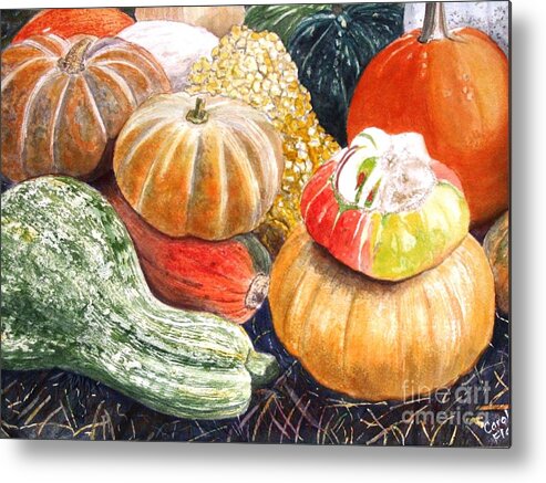 Gourds Metal Print featuring the painting Gourds by Carol Flagg